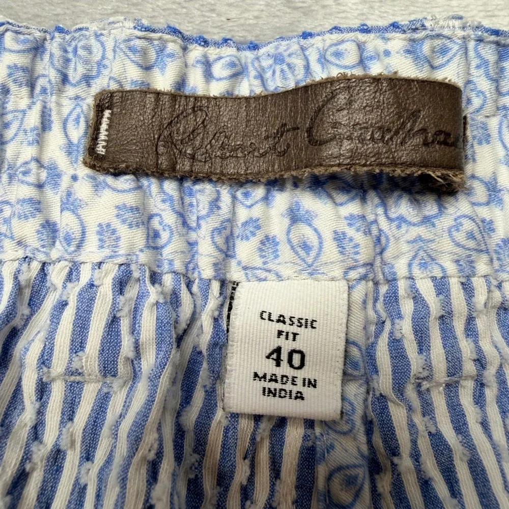 Robert Graham Mens Seersucker Striped Classic Fit Shorts Blue White 40 Preppy